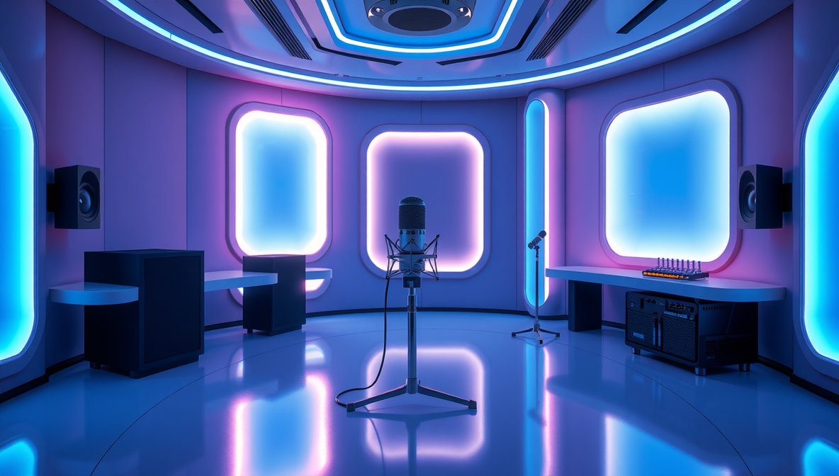 Futuristic podcast studio